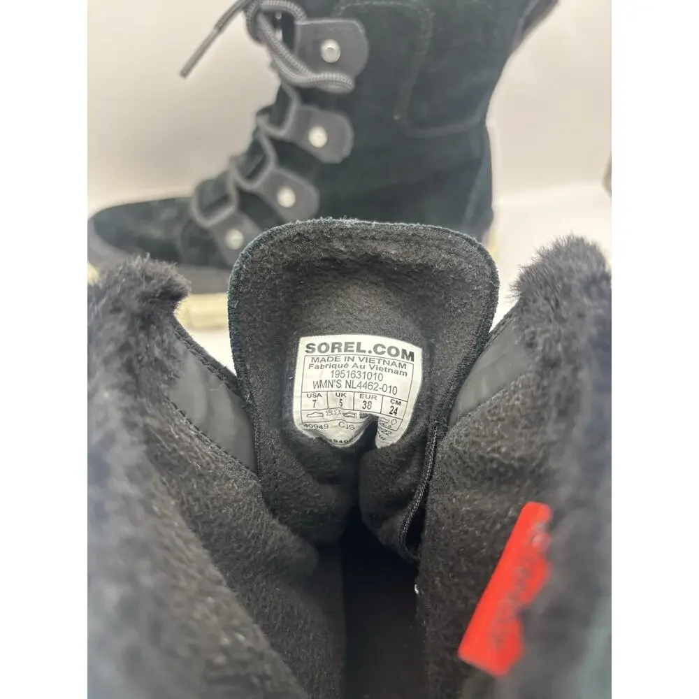 Sorel Explorer II Joan Black Boots Women Size 7